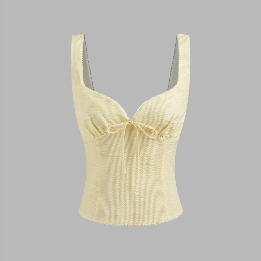 Cider Yellow Textured Sleeveless Top
